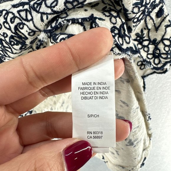 Lucky Brand Womens Peasant Tops S Cream Boho Flutter Sleeve Crochet Lace Boho - Picture 5 of 16